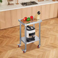 Tavolo da lavoro in acciaio inossidabile argentato 24"x18"x34", 2 ripiani, 4 ruote, 1 persona
