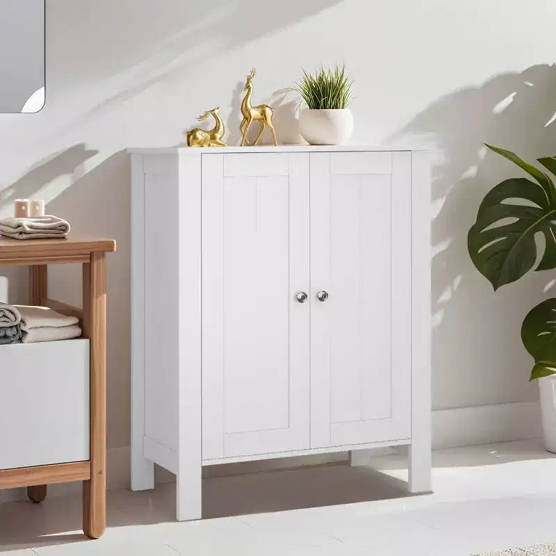 Mobiletto contenitore da pavimento per bagno, grigio/bianco, con 2 ripiani regolabili, montaggio da 1 persona