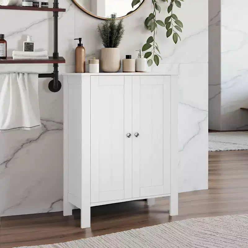 Mobiletto contenitore da pavimento per bagno, grigio/bianco, con 2 ripiani regolabili, montaggio da 1 persona