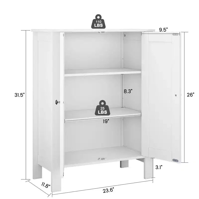 Mobiletto contenitore da pavimento per bagno, grigio/bianco, con 2 ripiani regolabili, montaggio da 1 persona