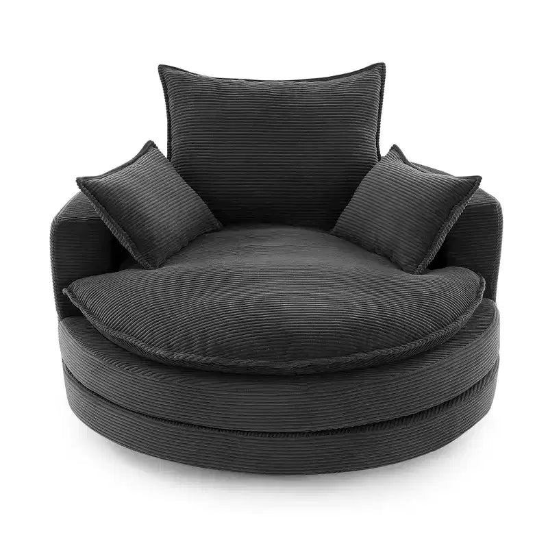 Poltrona a botte girevole a 360° in velluto a coste beige / nera / blu / grigia / verde / rossa, a sedile singolo