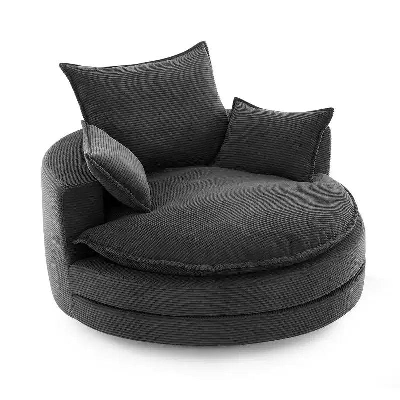 Poltrona a botte girevole a 360° in velluto a coste beige / nera / blu / grigia / verde / rossa, a sedile singolo