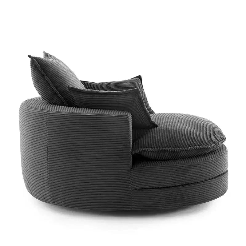 Poltrona a botte girevole a 360° in velluto a coste beige / nera / blu / grigia / verde / rossa, a sedile singolo