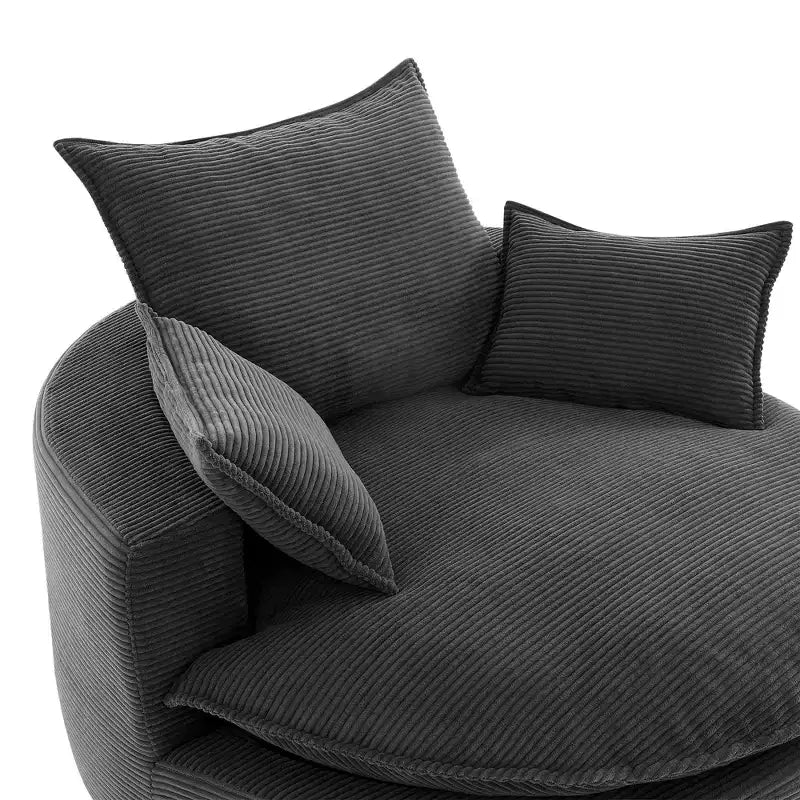 Poltrona a botte girevole a 360° in velluto a coste beige / nera / blu / grigia / verde / rossa, a sedile singolo