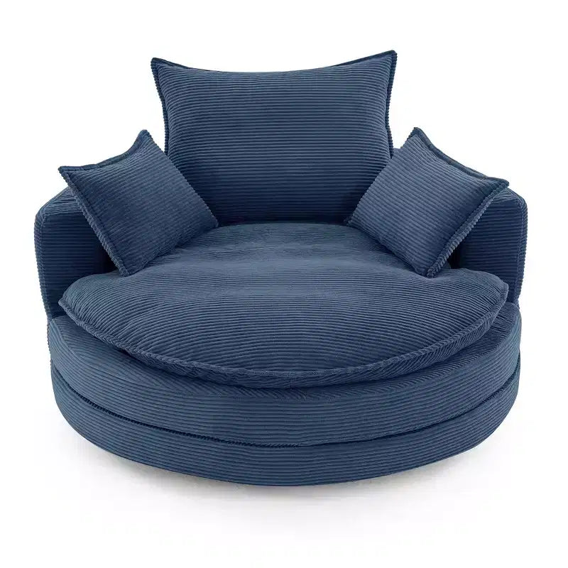 Poltrona a botte girevole a 360° in velluto a coste beige / nera / blu / grigia / verde / rossa, a sedile singolo
