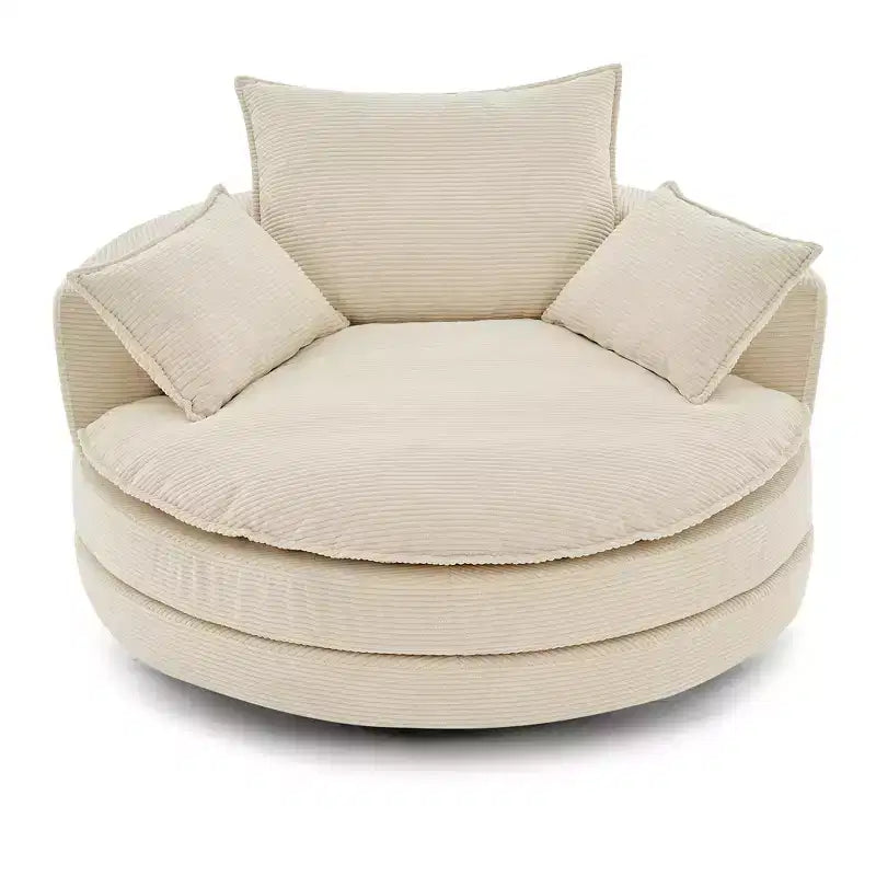 Poltrona a botte girevole a 360° in velluto a coste beige / nera / blu / grigia / verde / rossa, a sedile singolo