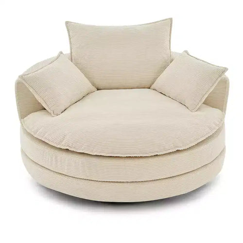 Poltrona a botte girevole a 360° in velluto a coste beige / nera / blu / grigia / verde / rossa, a sedile singolo