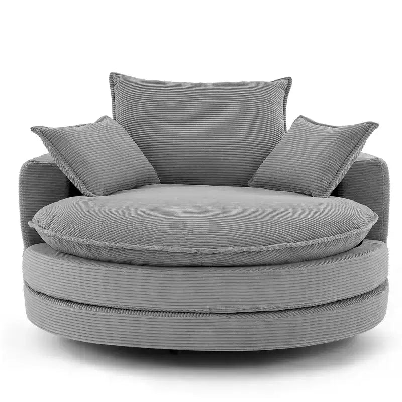 Poltrona a botte girevole a 360° in velluto a coste beige / nera / blu / grigia / verde / rossa, a sedile singolo