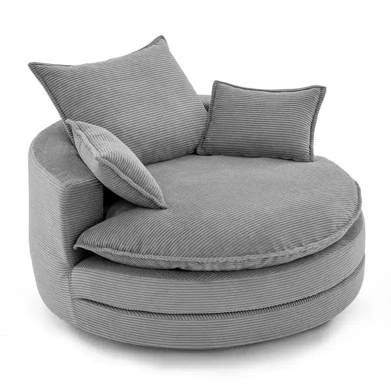 Poltrona a botte girevole a 360° in velluto a coste beige / nera / blu / grigia / verde / rossa, a sedile singolo
