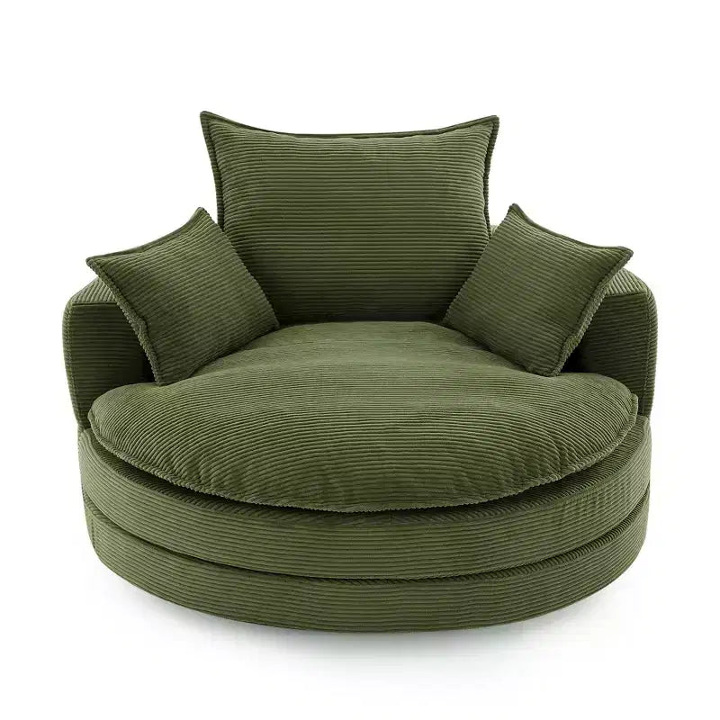 Poltrona a botte girevole a 360° in velluto a coste beige / nera / blu / grigia / verde / rossa, a sedile singolo