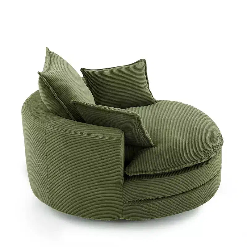 Poltrona a botte girevole a 360° in velluto a coste beige / nera / blu / grigia / verde / rossa, a sedile singolo