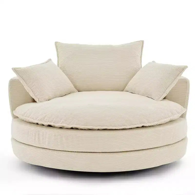 Poltrona a botte girevole a 360° in velluto a coste beige / nera / blu / grigia / verde / rossa, a sedile singolo