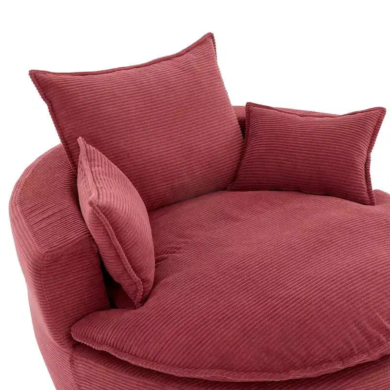 Poltrona a botte girevole a 360° in velluto a coste beige / nera / blu / grigia / verde / rossa, a sedile singolo