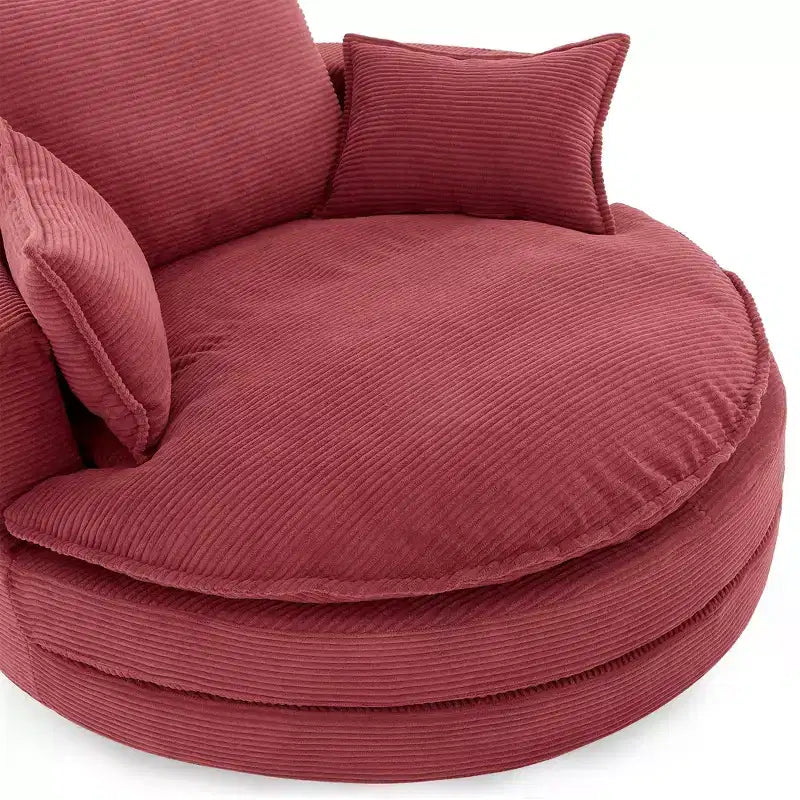 Poltrona a botte girevole a 360° in velluto a coste beige / nera / blu / grigia / verde / rossa, a sedile singolo