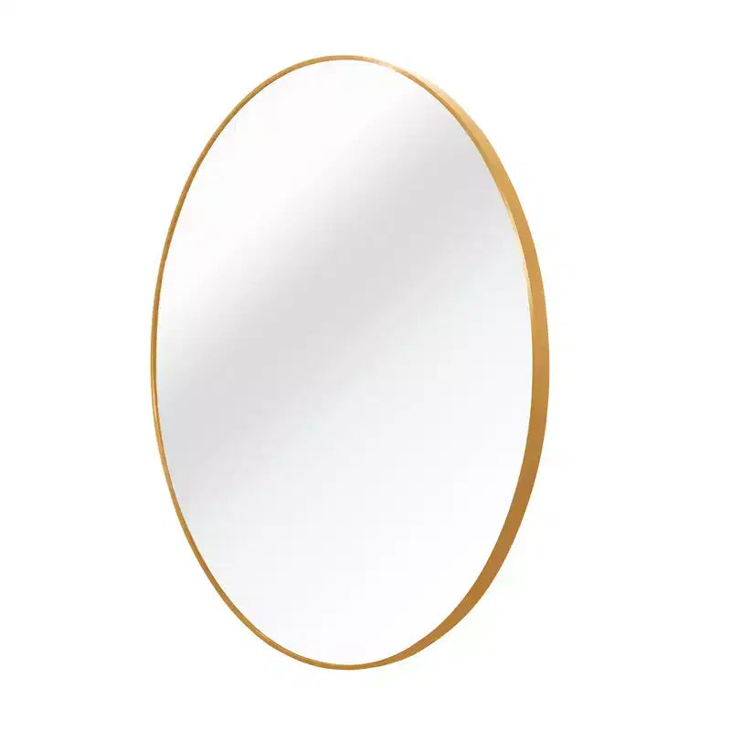 Specchio da parete rotondo nero/oro/argento, cornice in alluminio, 42" – Singolo