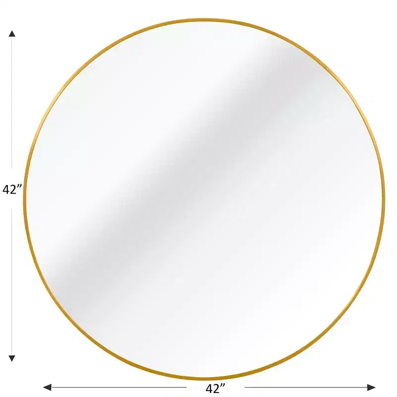 Specchio da parete rotondo nero/oro/argento, cornice in alluminio, 42" – Singolo