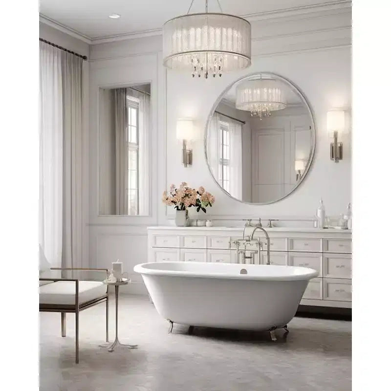 Specchio da parete rotondo nero/oro/argento, cornice in alluminio, 42" – Singolo