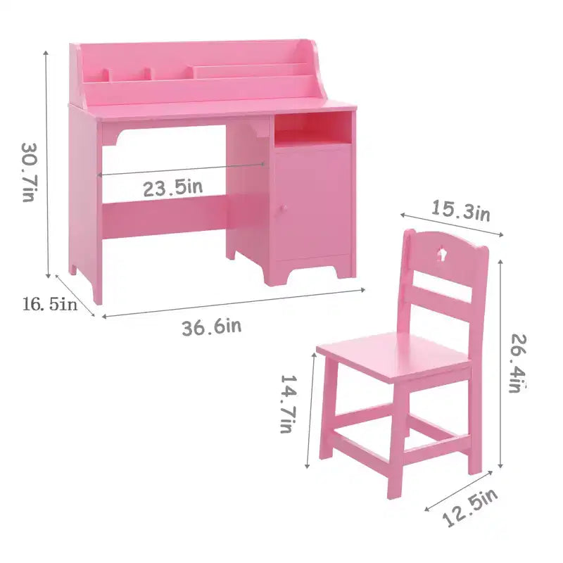 Set Scrivania e Sedie per Bambini in Legno Naturale, Rettangolare, per 2