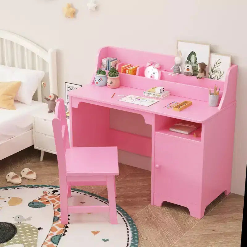 Set Scrivania e Sedie per Bambini in Legno Naturale, Rettangolare, per 2