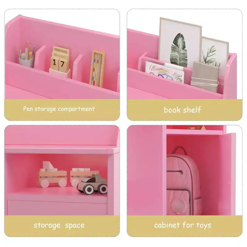 Set Scrivania e Sedie per Bambini in Legno Naturale, Rettangolare, per 2