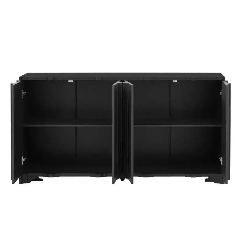 Mobile credenza con 4 ante lineari, nei colori Beige / Nero / Blu Navy / Bianco, per 1 persona