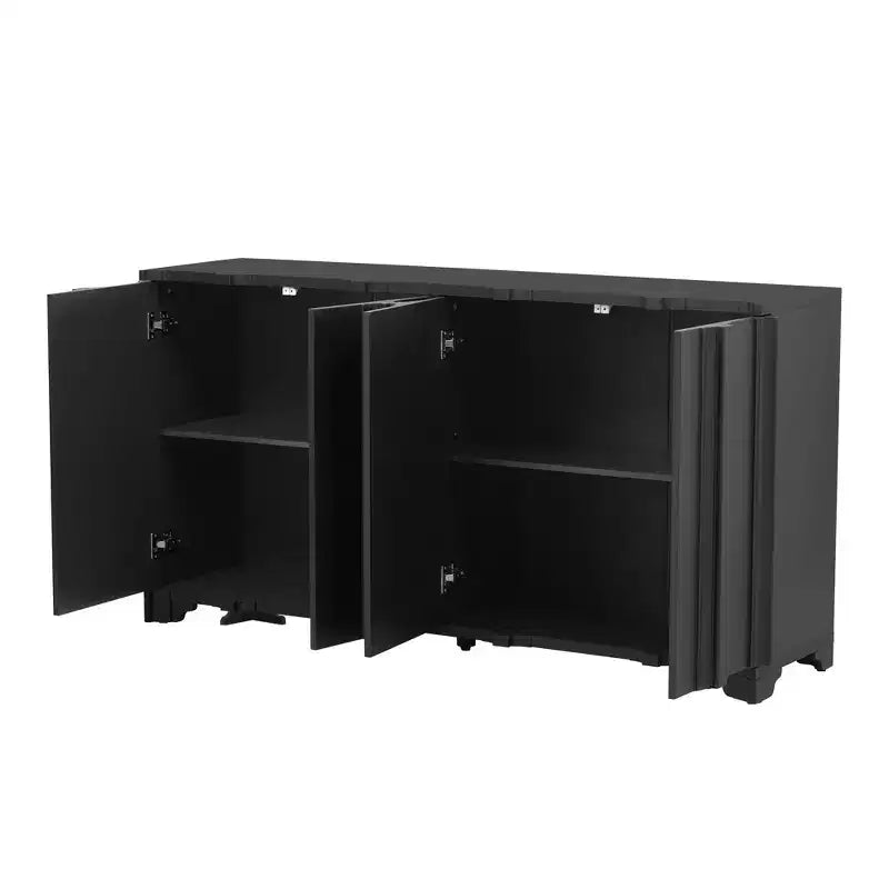 Mobile credenza con 4 ante lineari, nei colori Beige / Nero / Blu Navy / Bianco, per 1 persona