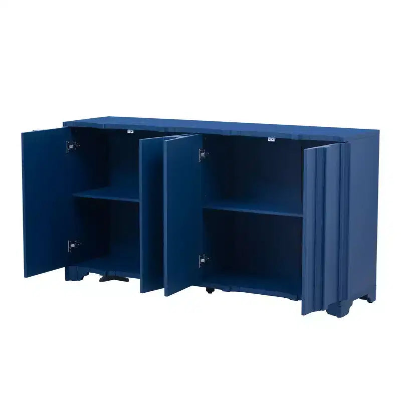 Mobile credenza con 4 ante lineari, nei colori Beige / Nero / Blu Navy / Bianco, per 1 persona