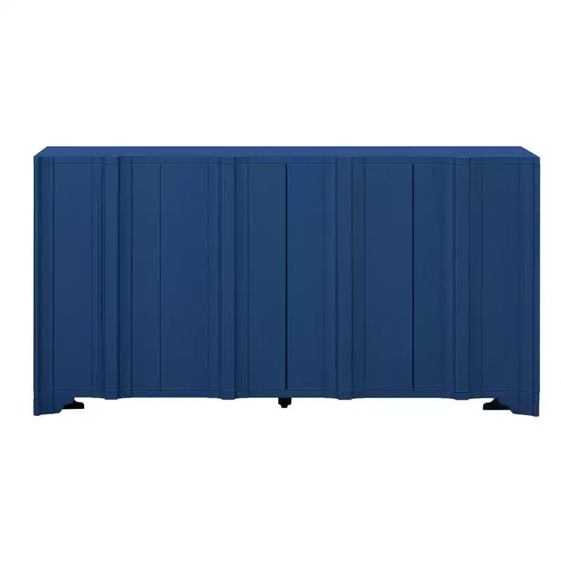 Mobile credenza con 4 ante lineari, nei colori Beige / Nero / Blu Navy / Bianco, per 1 persona