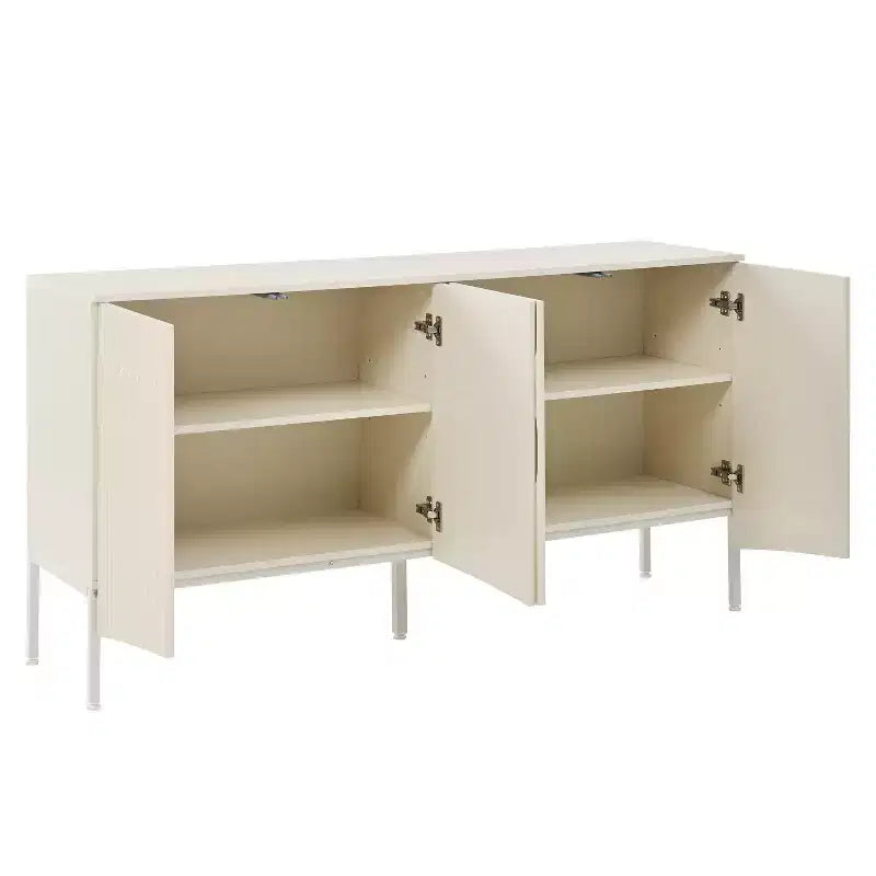 Mobile credenza con 4 ante lineari, nei colori Beige / Nero / Blu Navy / Bianco, per 1 persona