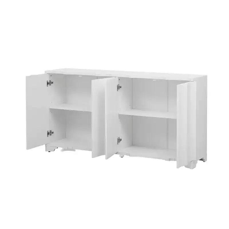 Mobile credenza con 4 ante lineari, nei colori Beige / Nero / Blu Navy / Bianco, per 1 persona
