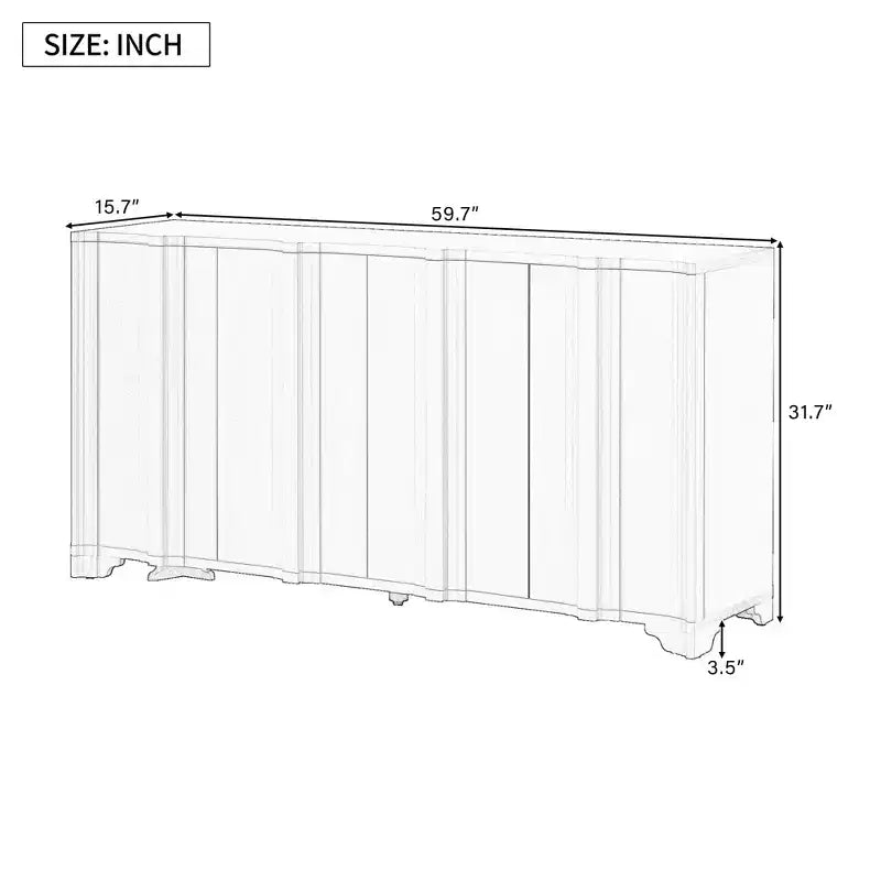 Mobile credenza con 4 ante lineari, nei colori Beige / Nero / Blu Navy / Bianco, per 1 persona