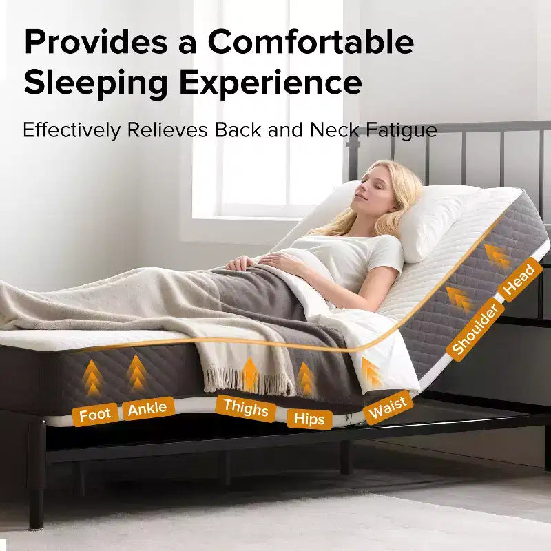 Base letto regolabile con massaggio, luci LED e porte USB – Per 1-2 adulti
