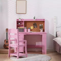 Set scrivania e sedia per bambini rosa per 1 bambino, età 3-8 anni, con libreria, cassetto e bacheca
