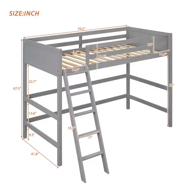 Letto a soppalco singolo Espresso / Grigio / Bianco con scaletta, per 1 persona