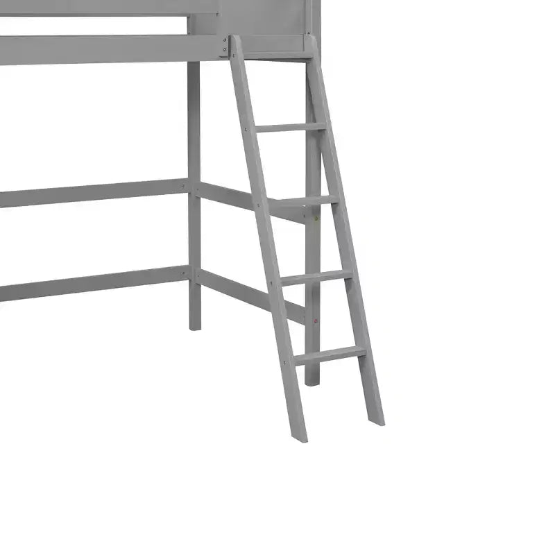 Letto a soppalco singolo Espresso / Grigio / Bianco con scaletta, per 1 persona