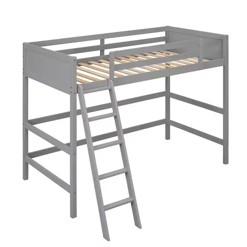 Letto a soppalco singolo Espresso / Grigio / Bianco con scaletta, per 1 persona