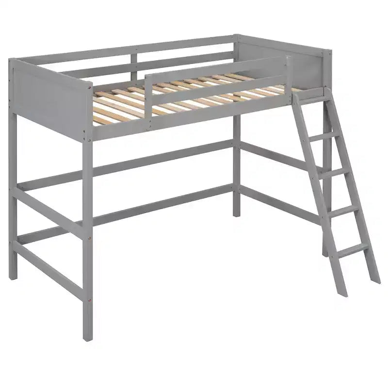 Letto a soppalco singolo Espresso / Grigio / Bianco con scaletta, per 1 persona