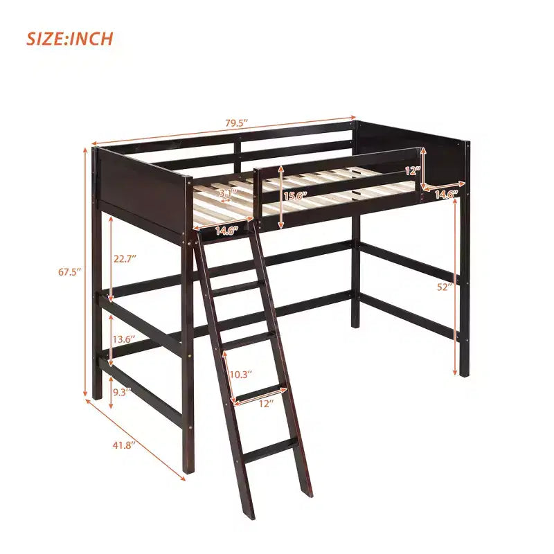 Letto a soppalco singolo Espresso / Grigio / Bianco con scaletta, per 1 persona