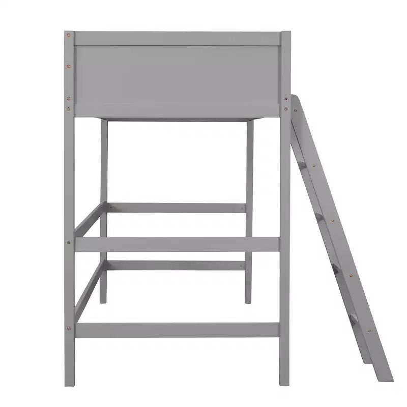 Letto a soppalco singolo Espresso / Grigio / Bianco con scaletta, per 1 persona