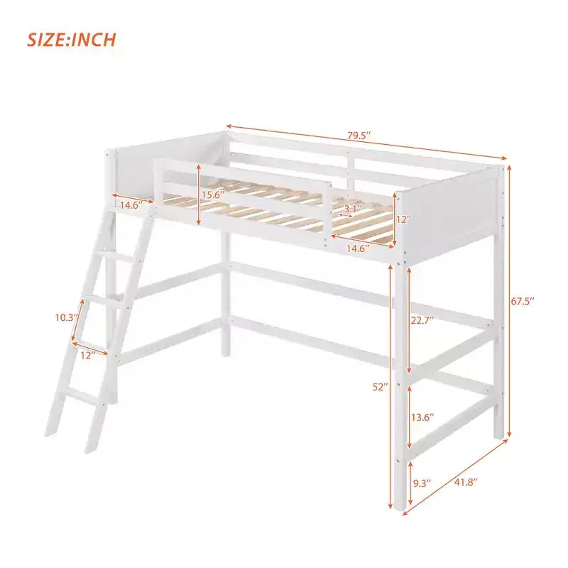 Letto a soppalco singolo Espresso / Grigio / Bianco con scaletta, per 1 persona