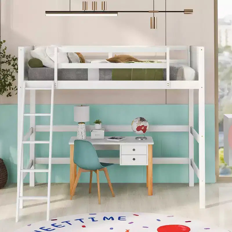 Letto a soppalco singolo Espresso / Grigio / Bianco con scaletta, per 1 persona