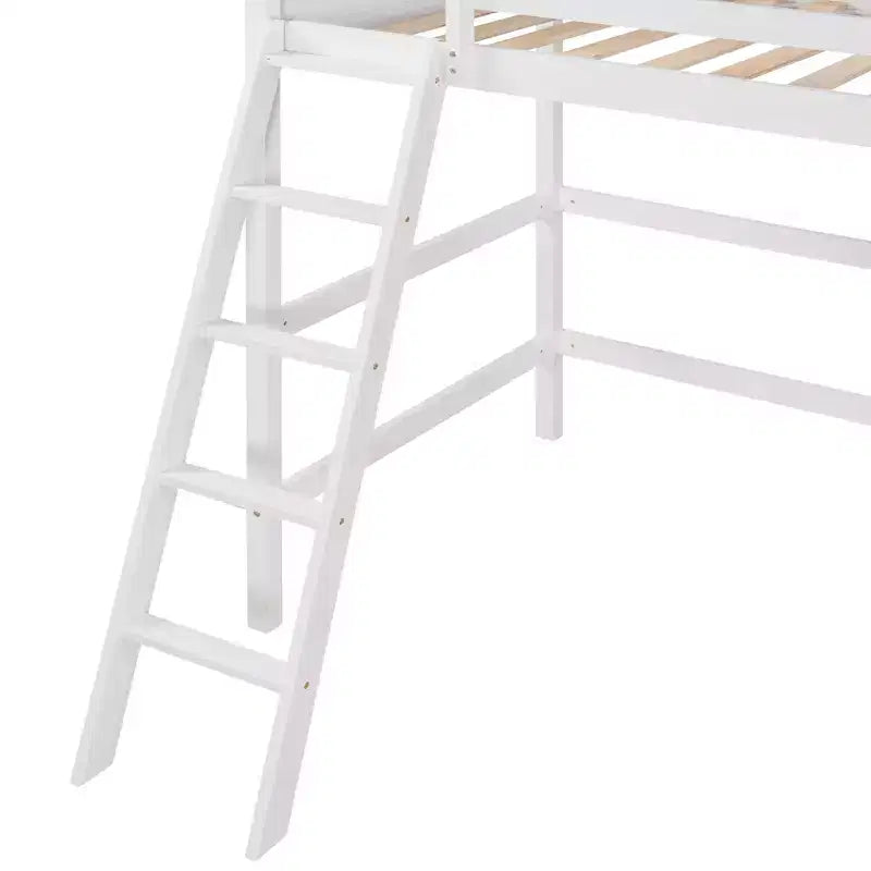 Letto a soppalco singolo Espresso / Grigio / Bianco con scaletta, per 1 persona