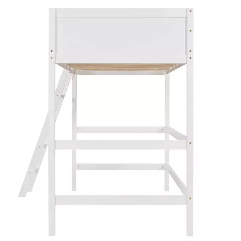 Letto a soppalco singolo Espresso / Grigio / Bianco con scaletta, per 1 persona