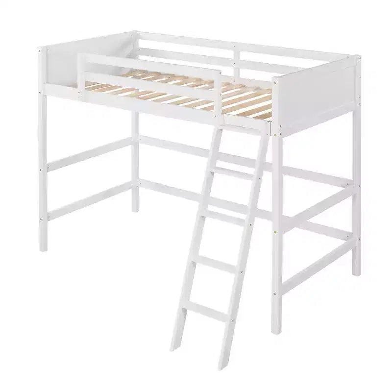 Letto a soppalco singolo Espresso / Grigio / Bianco con scaletta, per 1 persona