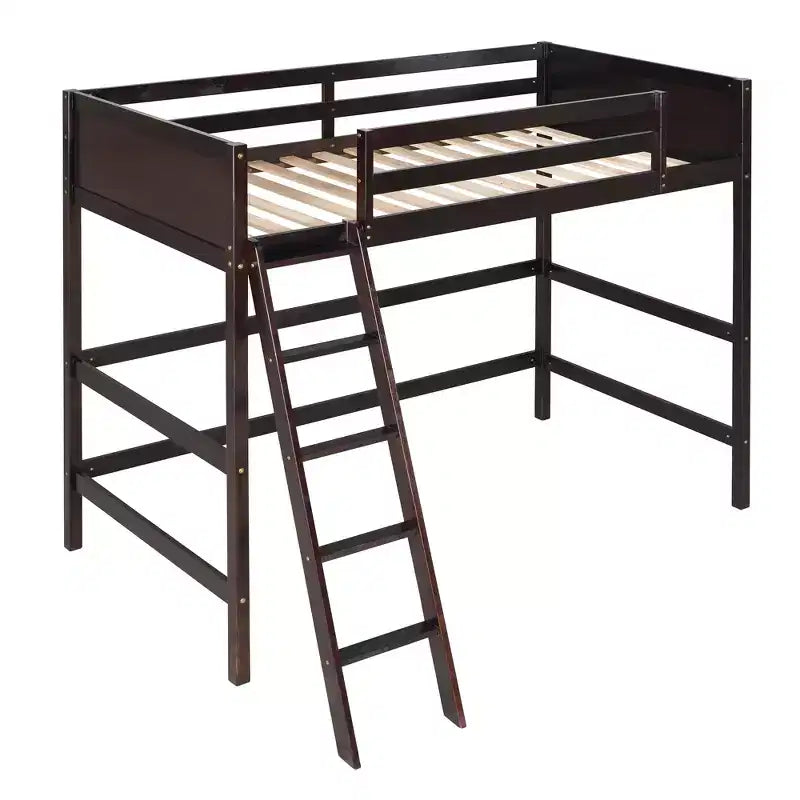Letto a soppalco singolo Espresso / Grigio / Bianco con scaletta, per 1 persona