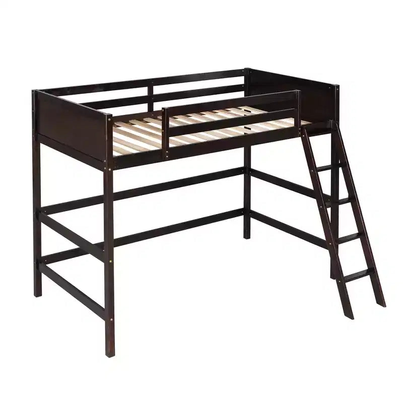 Letto a soppalco singolo Espresso / Grigio / Bianco con scaletta, per 1 persona