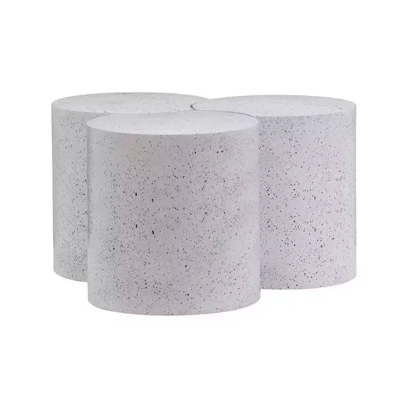 Tavolino esagonale in terrazzo nero/tortora/bianco, modulare, connettibile a più elementi