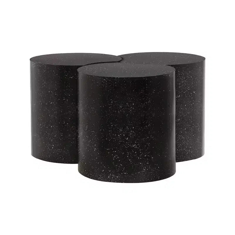 Tavolino esagonale in terrazzo nero/tortora/bianco, modulare, connettibile a più elementi