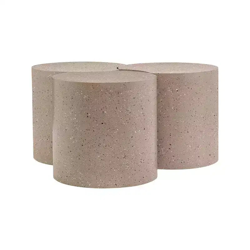 Tavolino esagonale in terrazzo nero/tortora/bianco, modulare, connettibile a più elementi
