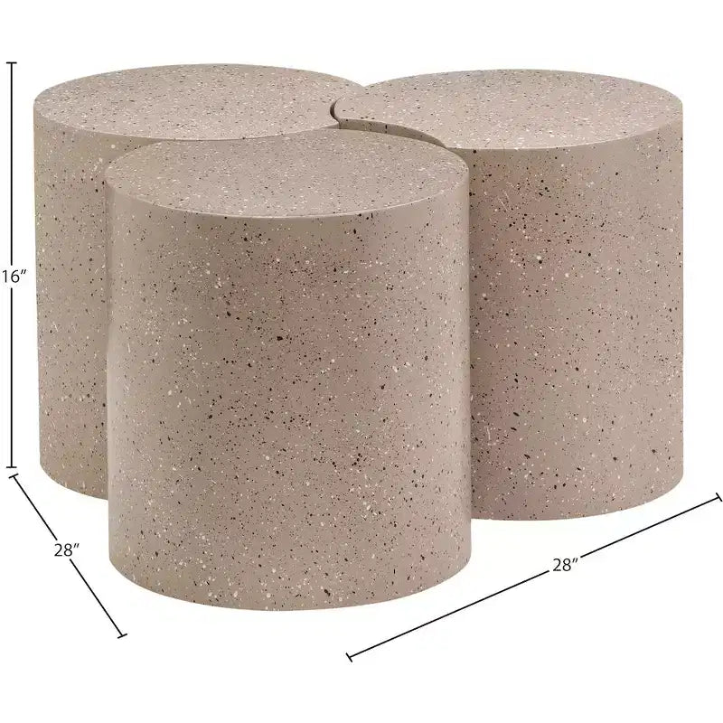 Tavolino esagonale in terrazzo nero/tortora/bianco, modulare, connettibile a più elementi
